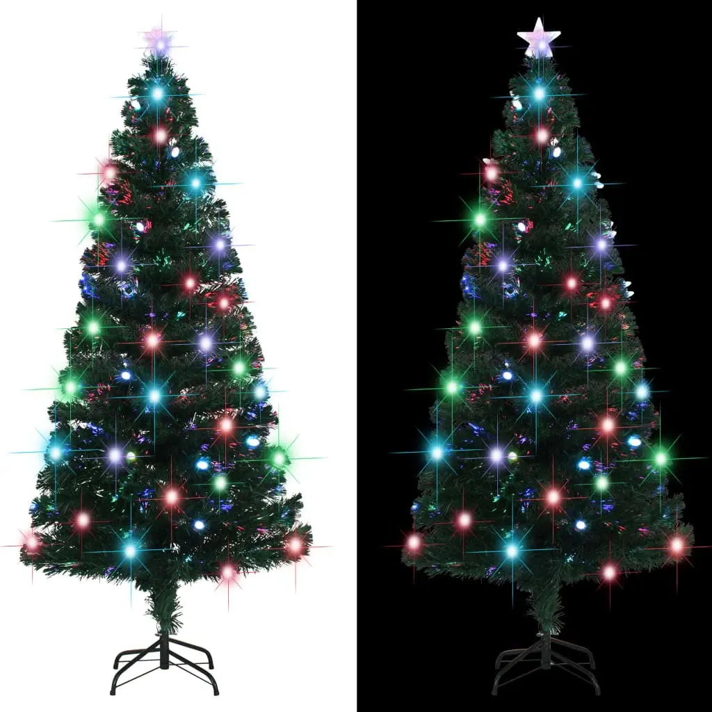 Artificial Pre-lit Christmas Tree 180cm Green LED Fibre Optic Holiday Decoration