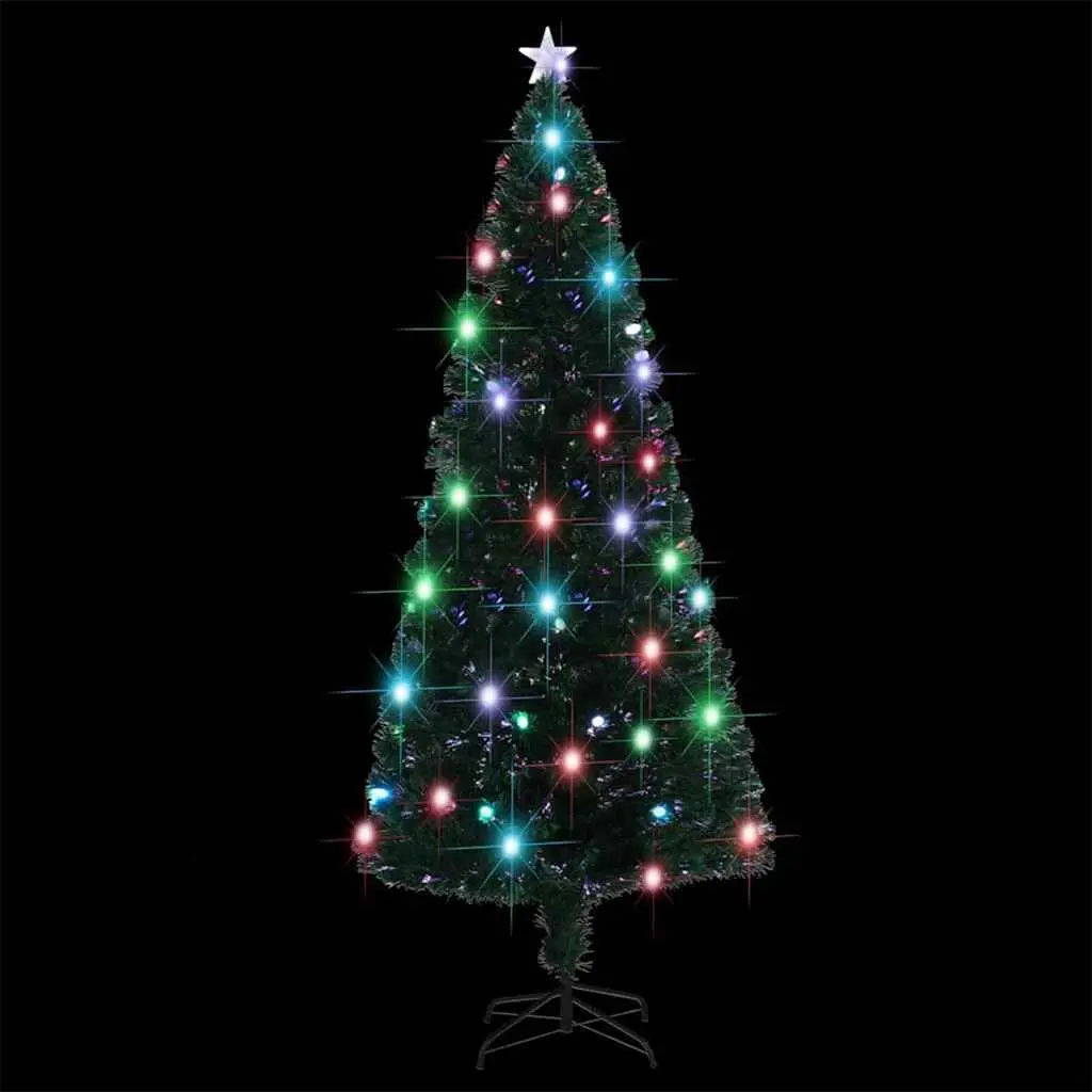 Pre-lit Christmas Tree 210 cm Green Fibre Optic LED Holiday Decoration