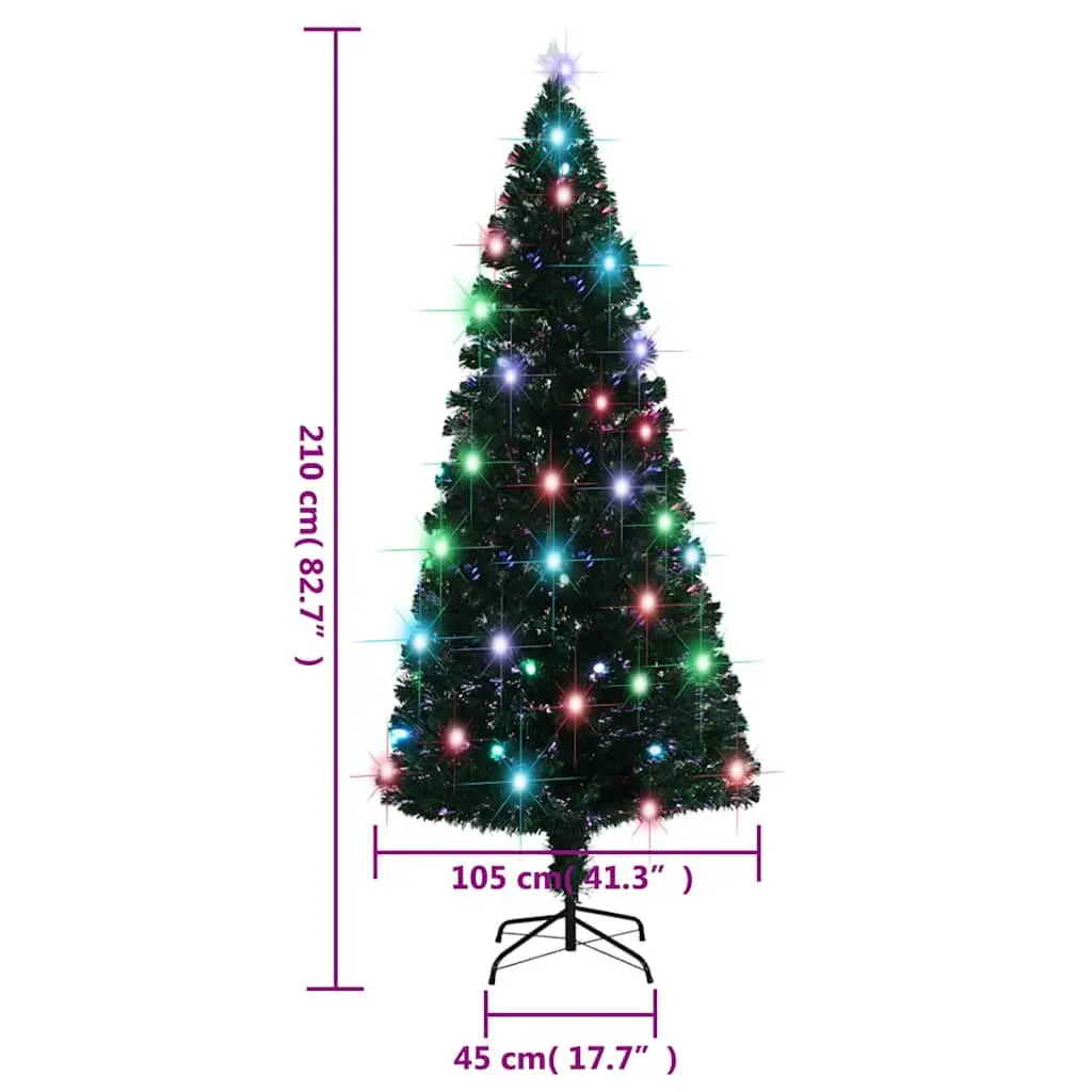 Pre-lit Christmas Tree 210 cm Green Fibre Optic LED Holiday Decoration
