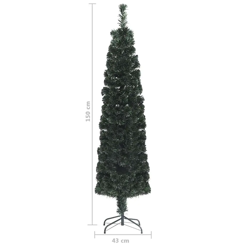 Artificial Christmas Tree Slim 150cm Fibre Optic Lighting Black
