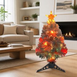 Artificial Pre-lit Christmas Tree White 64cm LED Fibre Optic Holiday Decoration