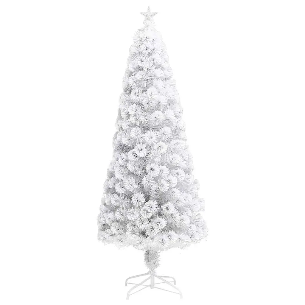 Artificial Christmas Tree Pre-lit 210cm White LED Fibre Optic Decoration