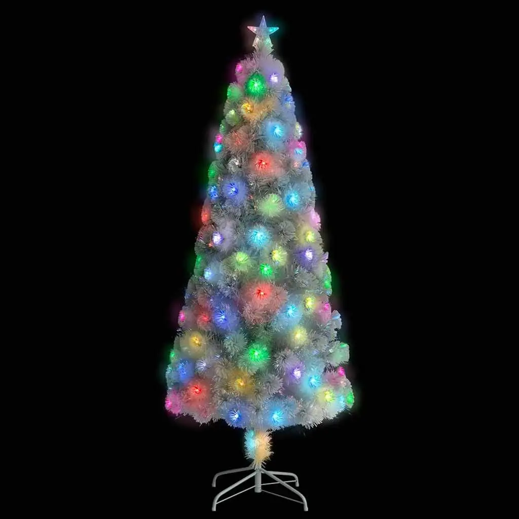 Artificial Christmas Tree Pre-lit 210cm White LED Fibre Optic Decoration