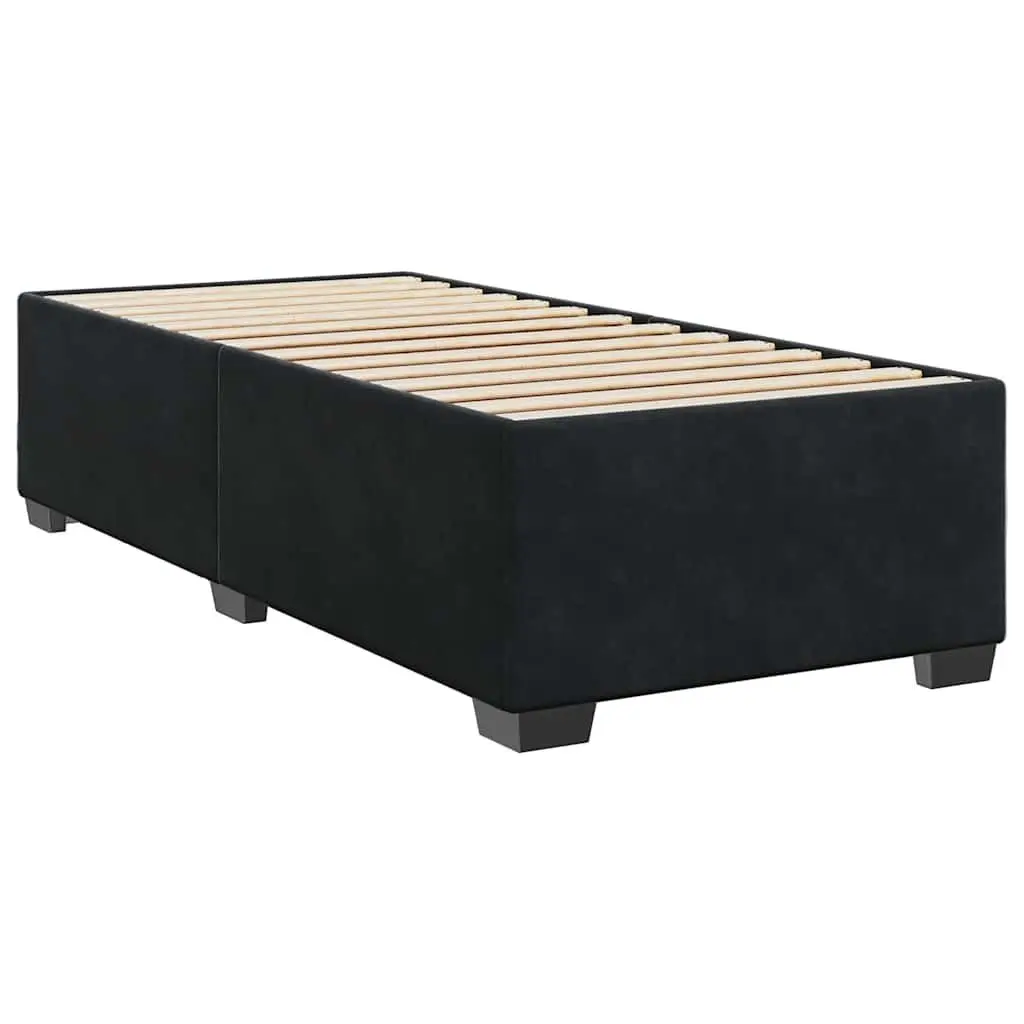 Box Spring Bed with Pocket Spring Mattress Black King Single Velvet Headboard