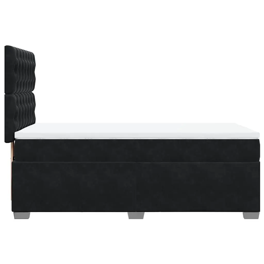 Box Spring Bed with Pocket Spring Mattress Black King Single Velvet Headboard