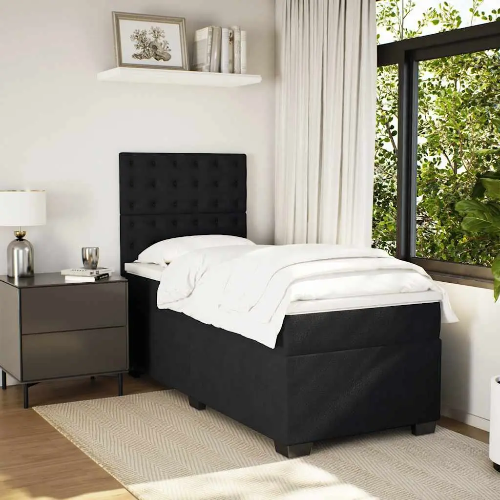 Box Spring Bed King Single with Pocket Spring Mattress Black Velvet Adjustable