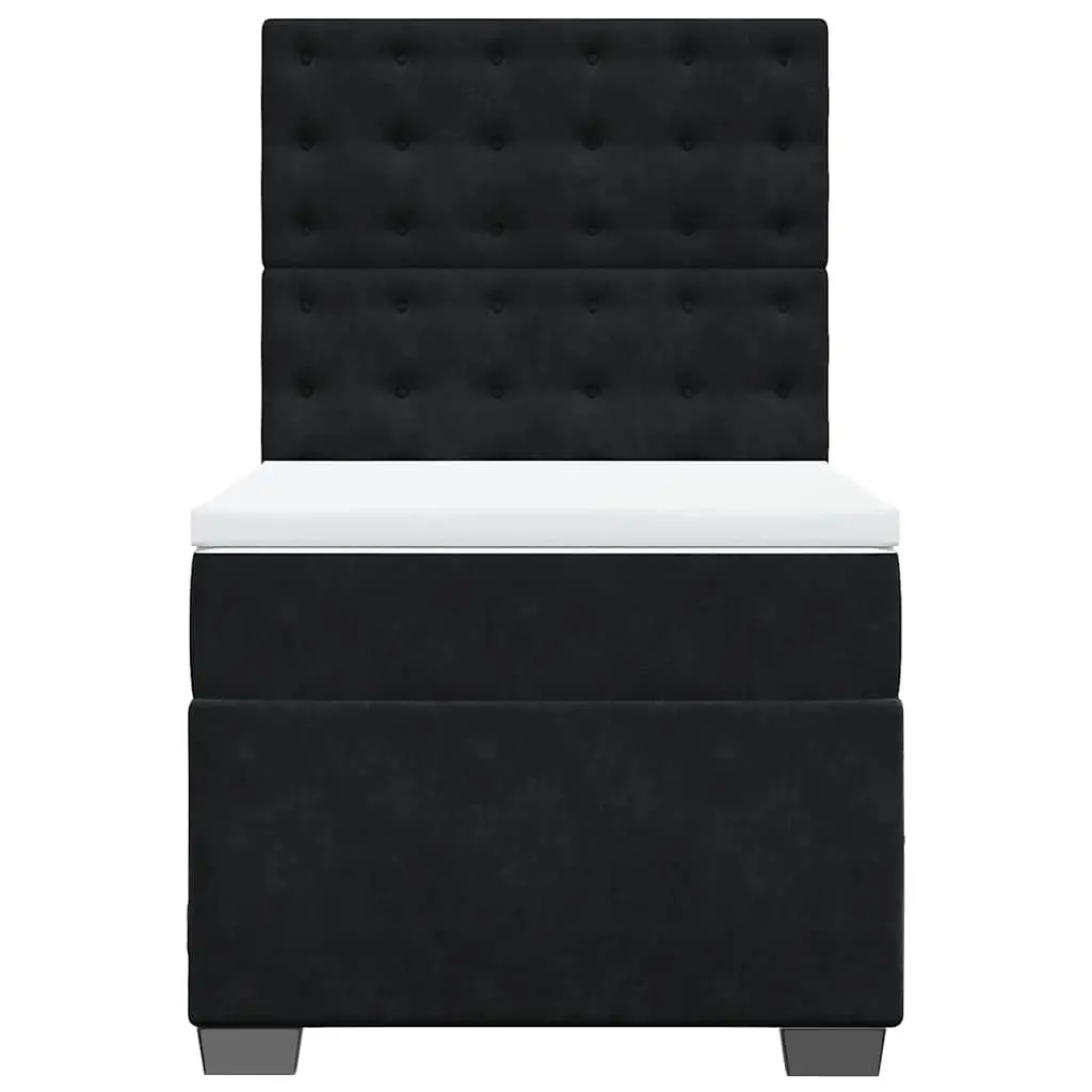Box Spring Bed King Single with Pocket Spring Mattress Black Velvet Adjustable