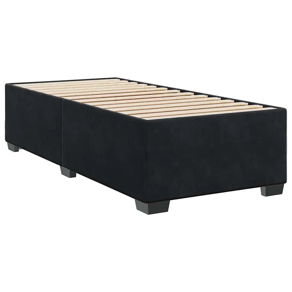 Box Spring Bed King Single with Pocket Spring Mattress Black Velvet Adjustable
