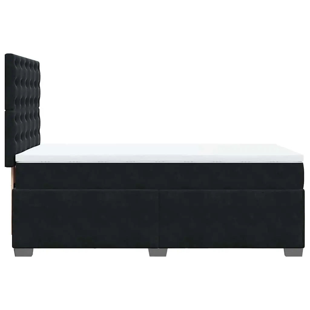 Box Spring Bed King Single with Pocket Spring Mattress Black Velvet Adjustable