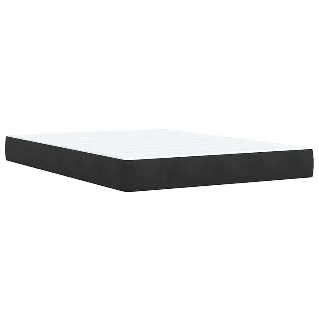 Queen Bed with Adjustable Height Headboard Black Velvet Pocket Spring Mattress