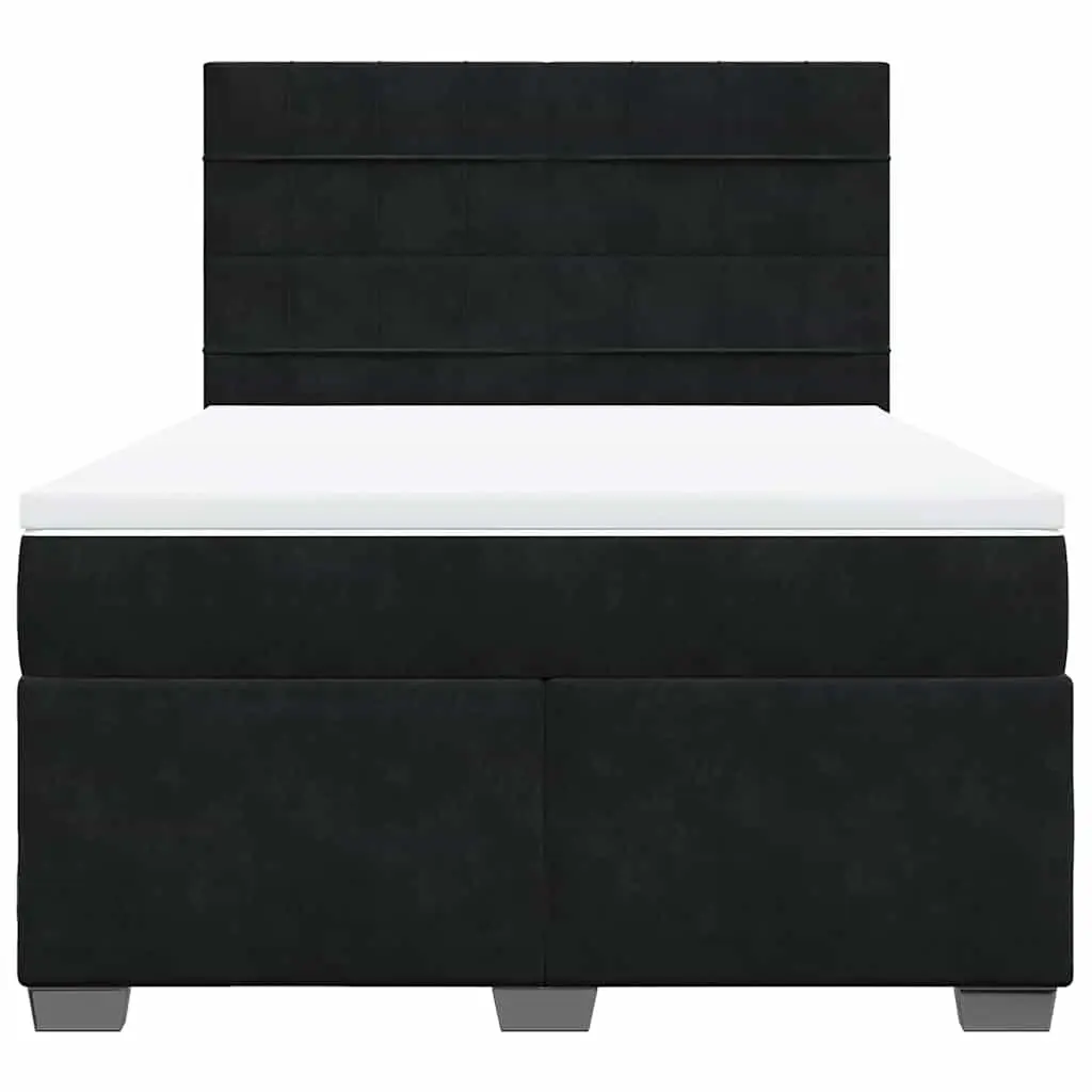 Queen Box Spring Bed with Pocket Sprung Mattress Black Velvet Adjustable