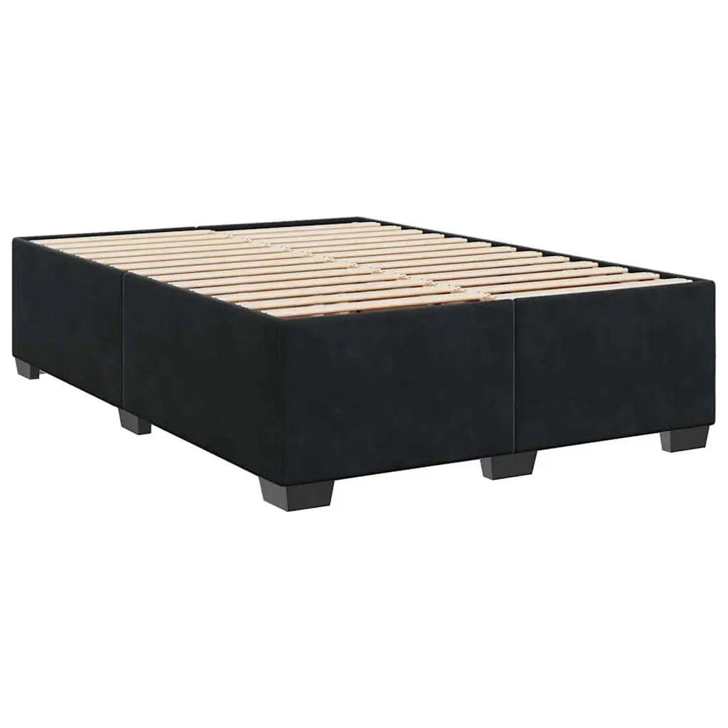 Queen Box Spring Bed with Pocket Sprung Mattress Black Velvet Adjustable