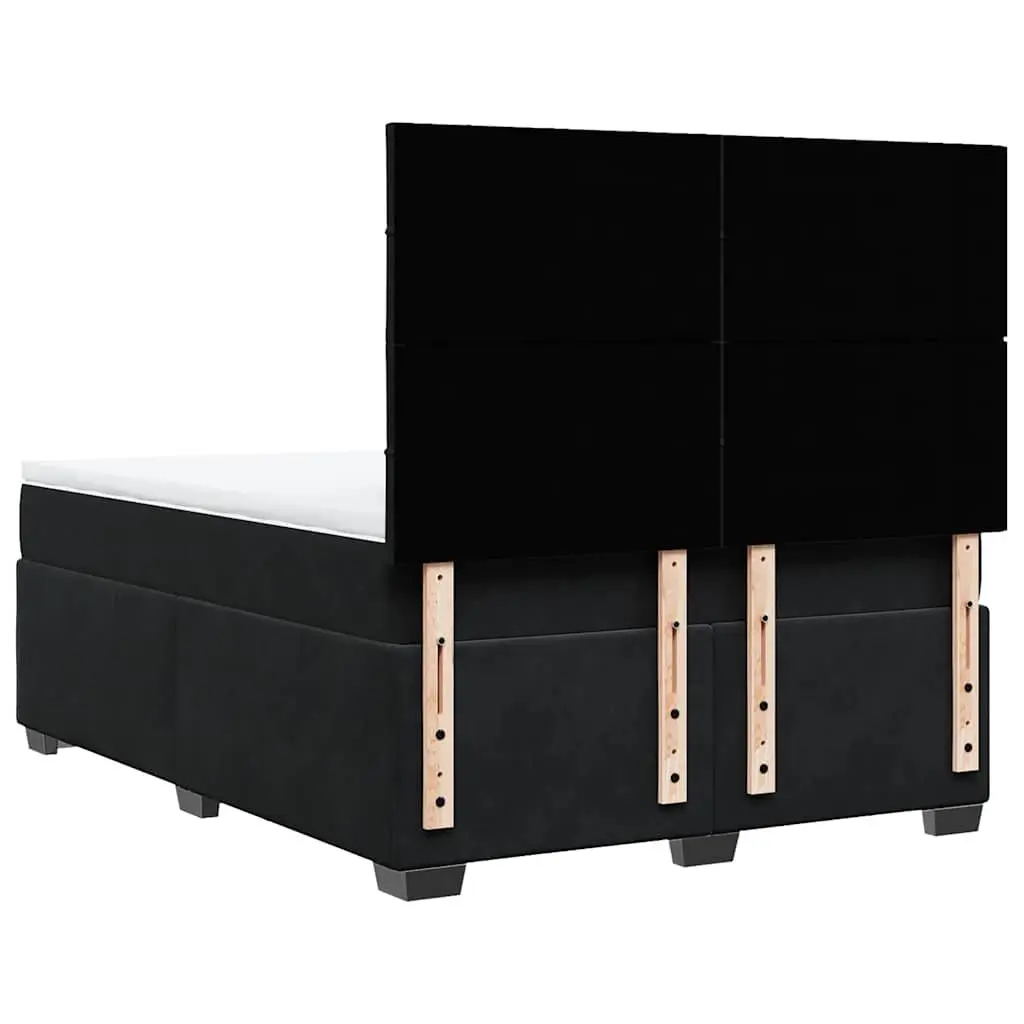Queen Box Spring Bed with Pocket Sprung Mattress Black Velvet Adjustable