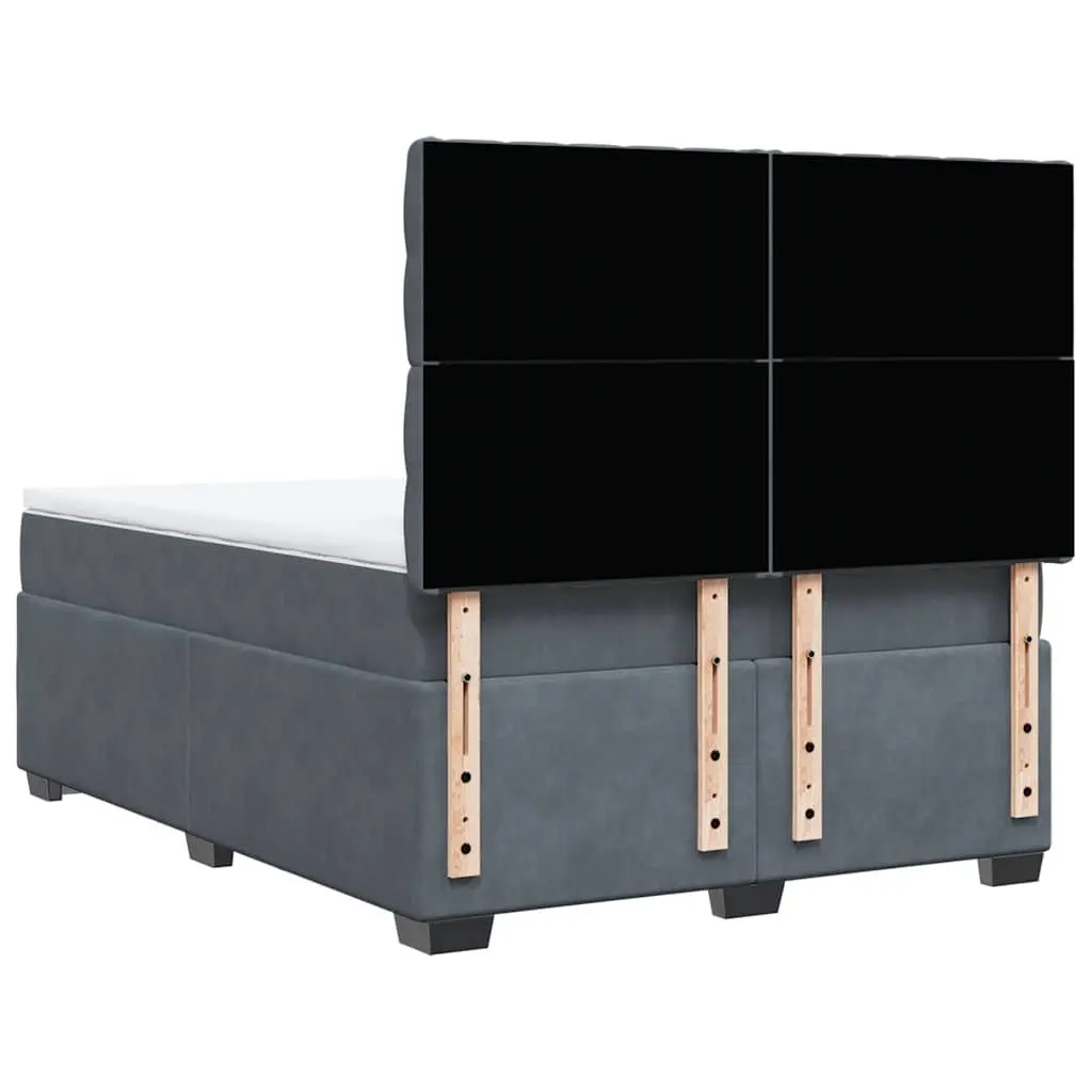 Queen Bed Frame Grey Velvet Adjustable Headboard Pocket Spring Mattress