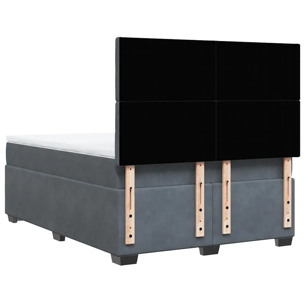 Pocket Spring Mattress with Queen Box Spring Bed Height-Adjustable Headboard Grey Velvet