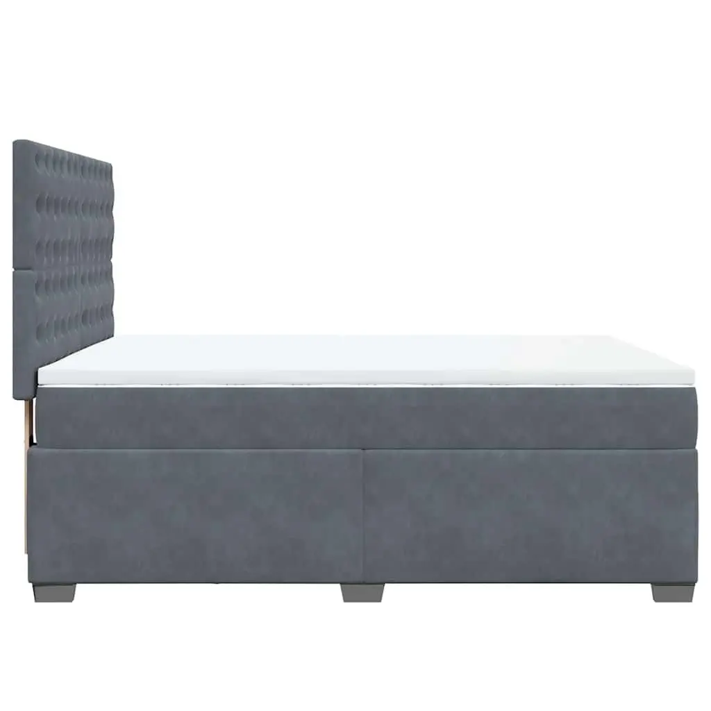 Pocket Spring Mattress with Queen Box Spring Bed Height-Adjustable Headboard Grey Velvet