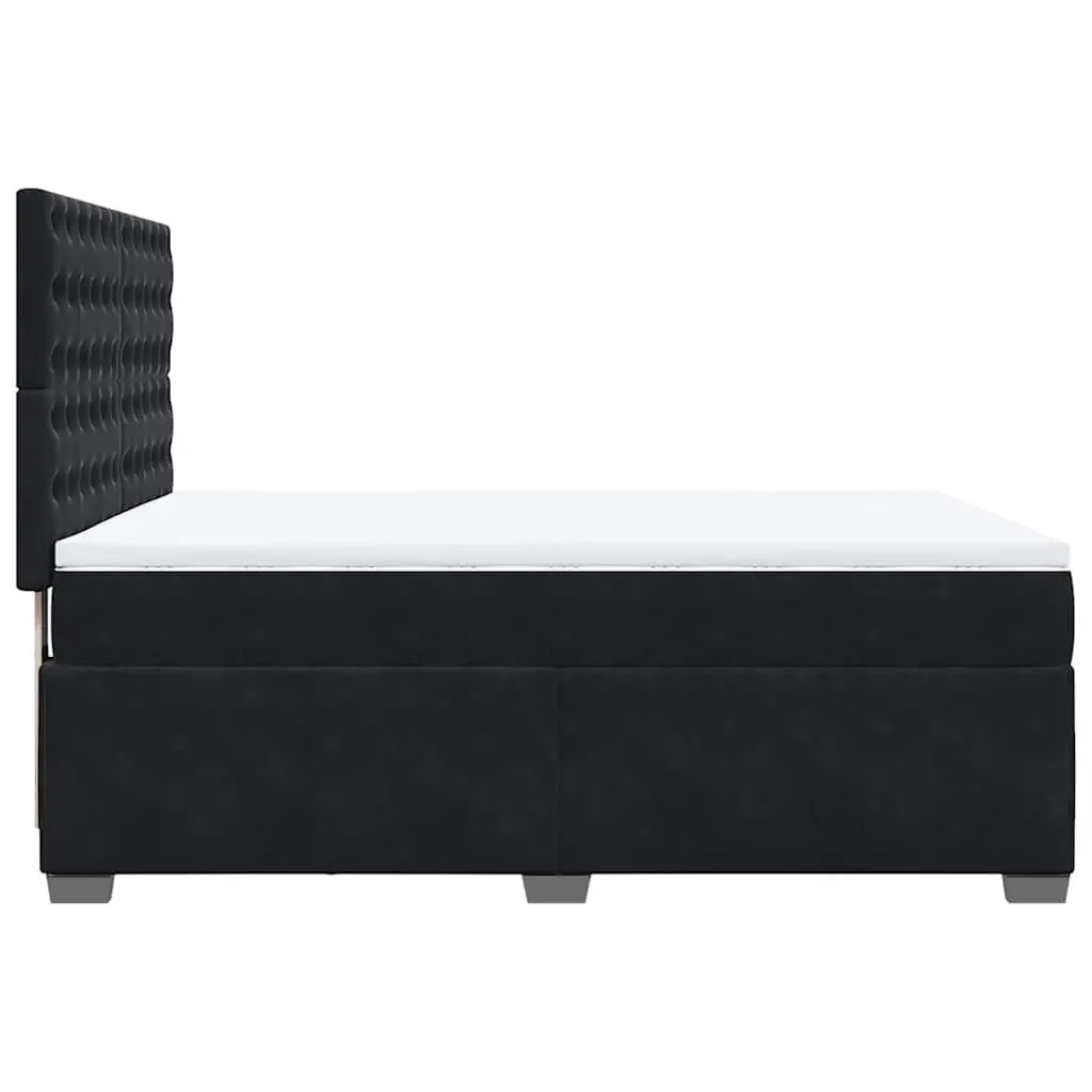 Queen Box Spring Bed Adjustable Headboard Pocket Spring Mattress Black Velvet