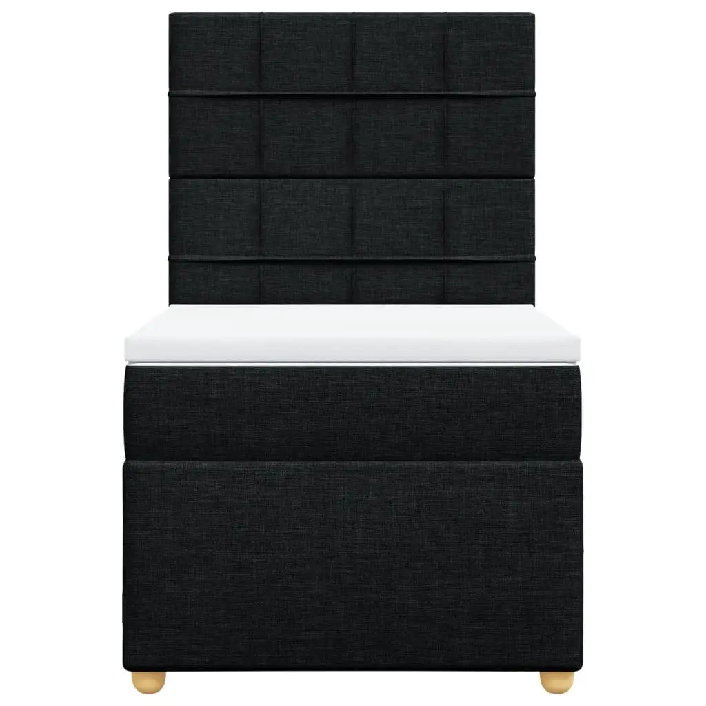 Box Spring Bed King Single Black with Adjustable Headboard and Pocket Spring Mattress