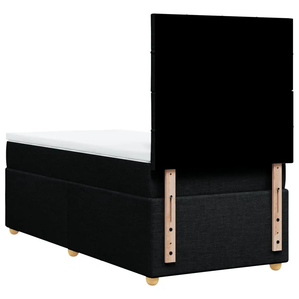 Box Spring Bed King Single Black with Adjustable Headboard and Pocket Spring Mattress