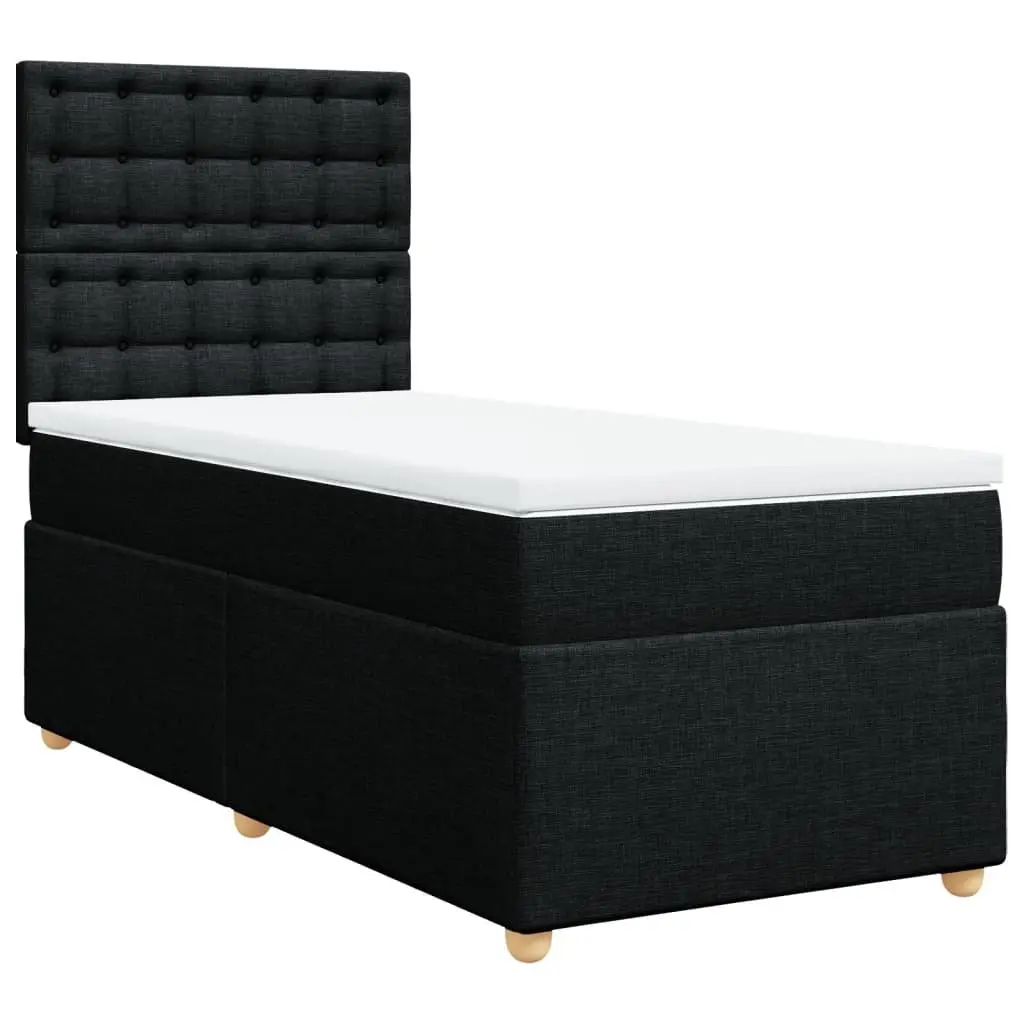 Box Spring Bed Pocket Mattress King Single Height-Adjustable Headboard Black