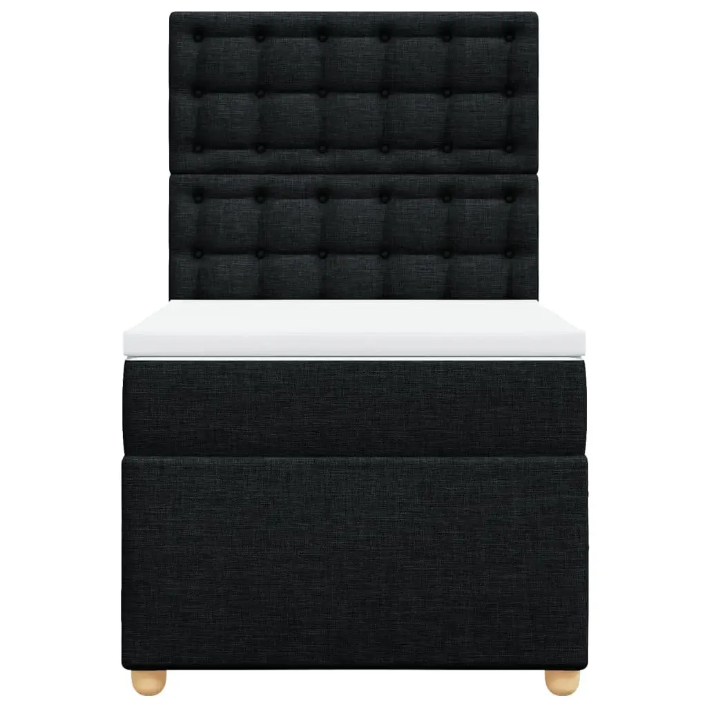 Box Spring Bed Pocket Mattress King Single Height-Adjustable Headboard Black