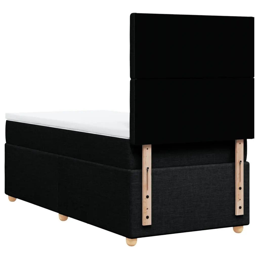 Box Spring Bed Pocket Mattress King Single Height-Adjustable Headboard Black