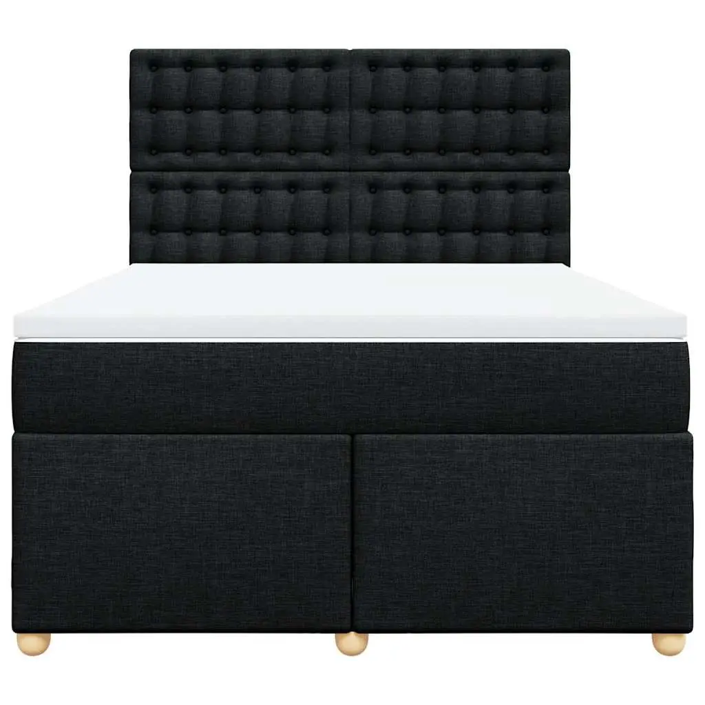 Double Bed Frame with Pocket Spring Mattress Adjustable Headboard Black