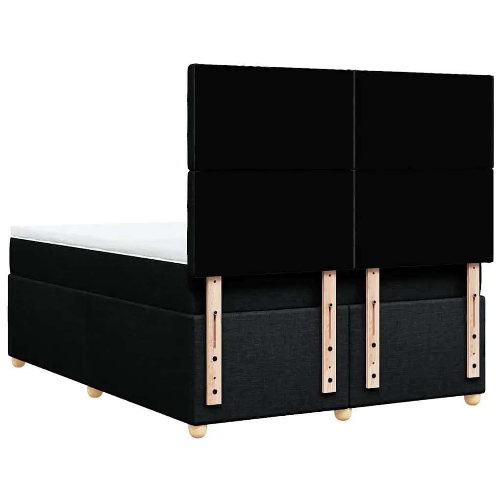 Double Bed Frame with Pocket Spring Mattress Adjustable Headboard Black