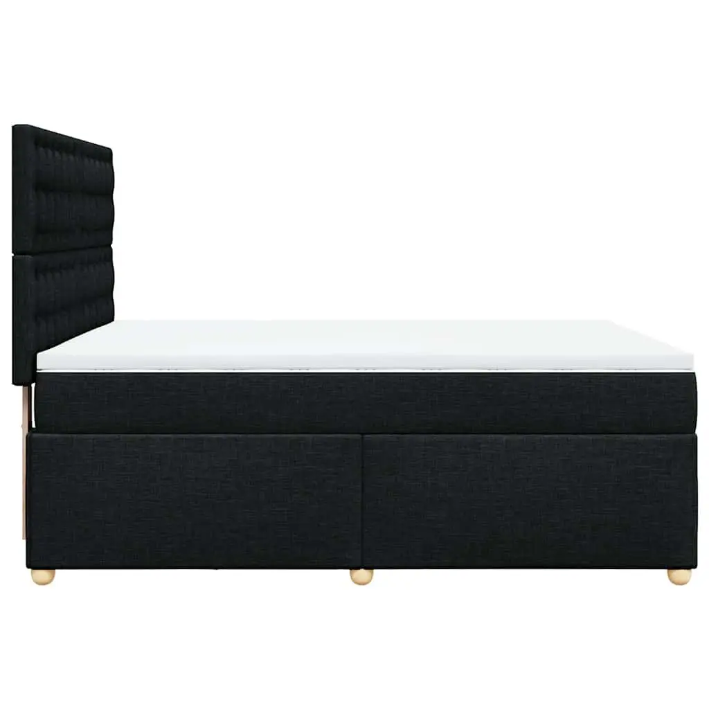 Double Bed Frame with Pocket Spring Mattress Adjustable Headboard Black