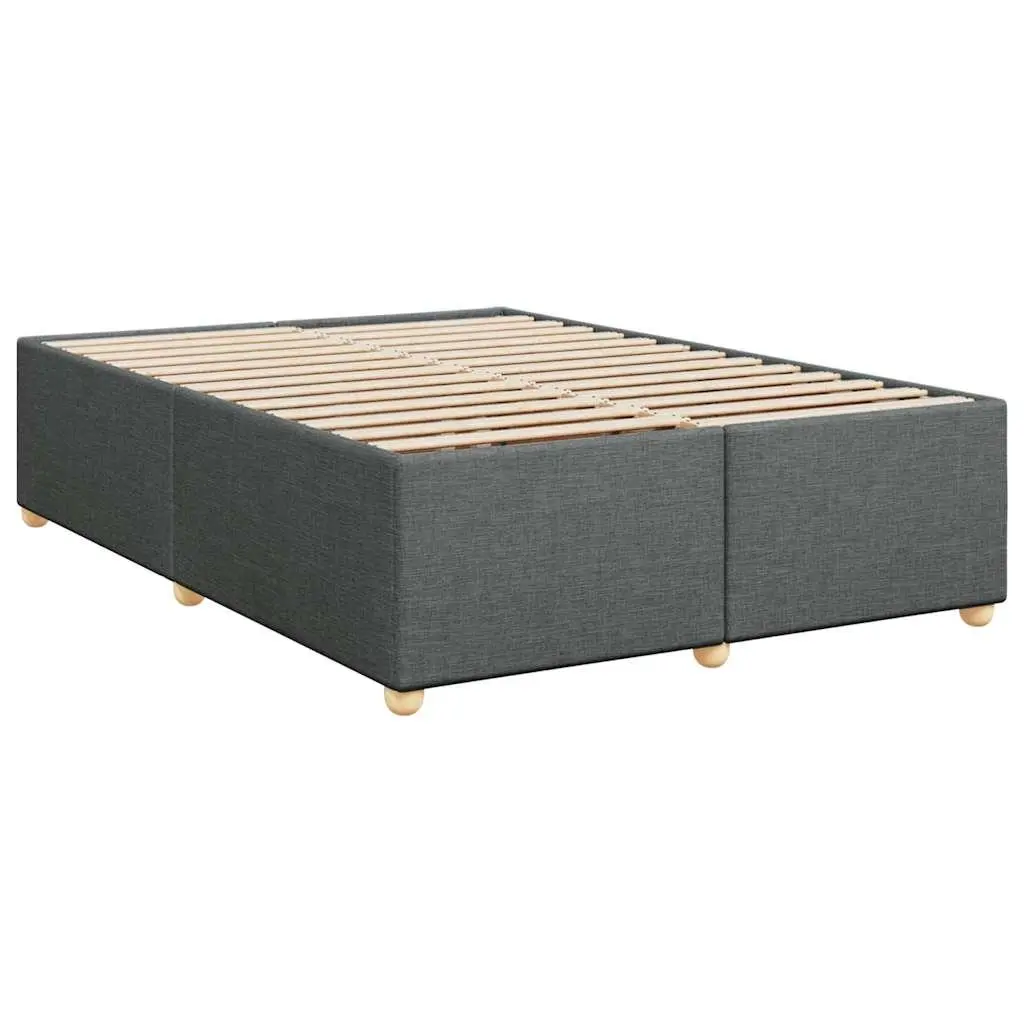 Queen Box Spring Bed with Pocket Mattress Height-Adjustable Headboard Grey