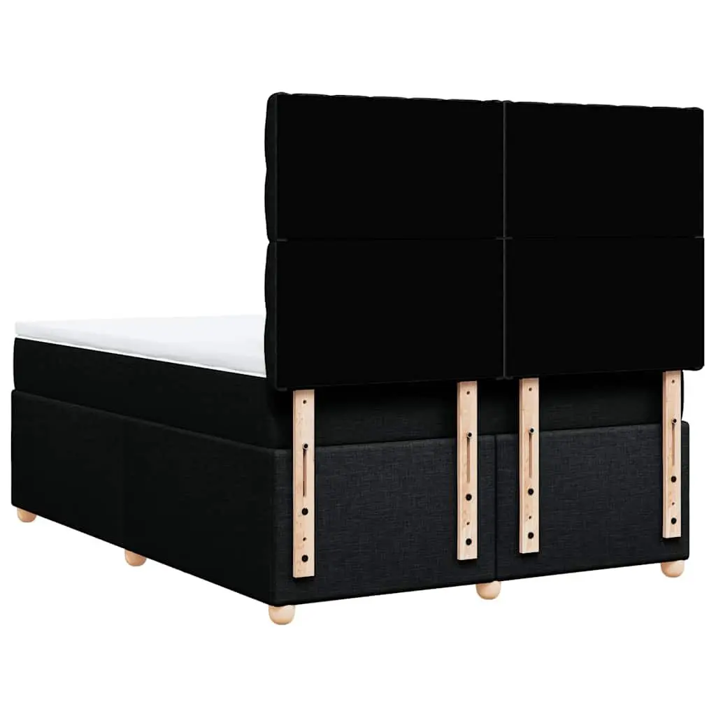 Queen Box Spring Bed with Pocket Mattress Height-Adjustable Headboard Black