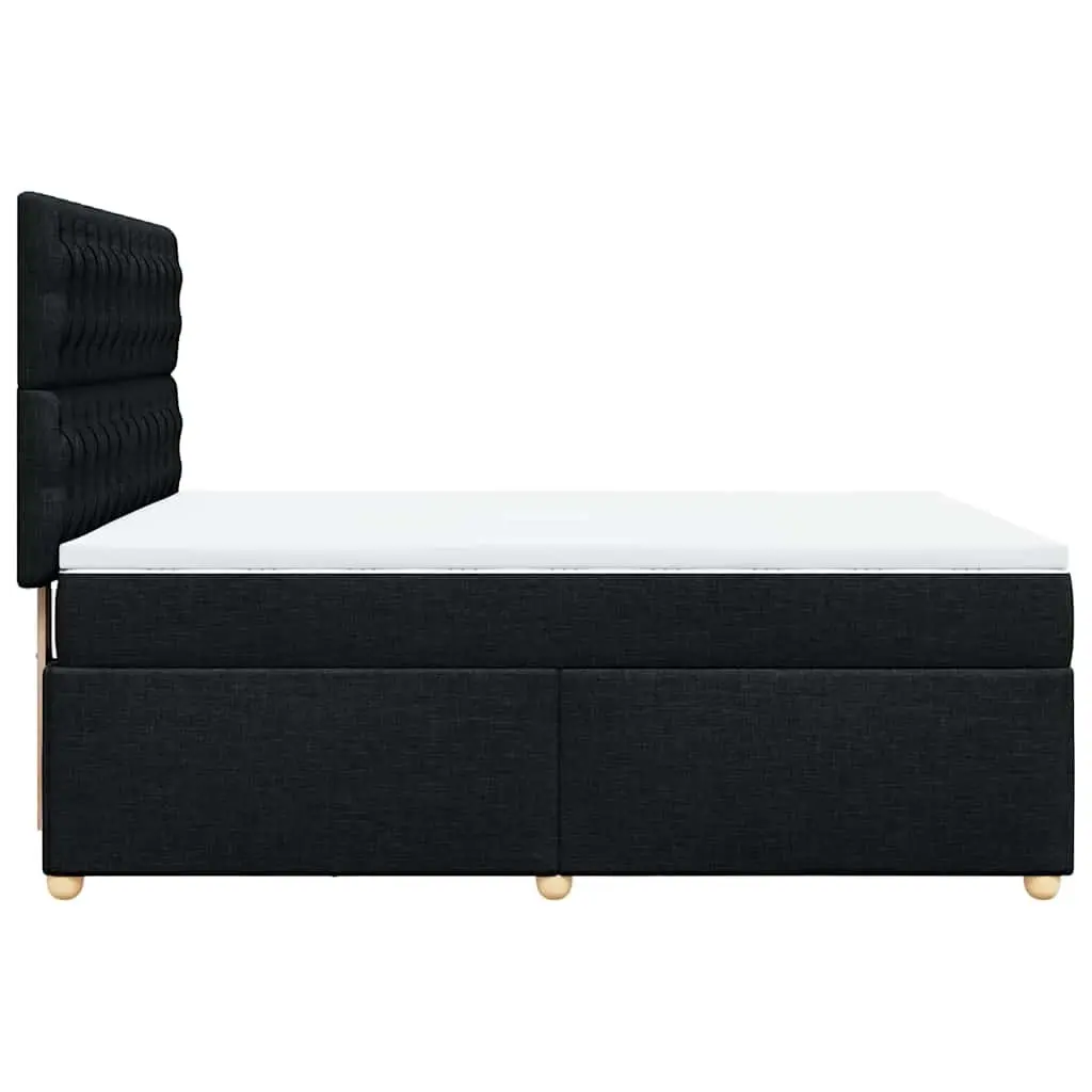 Queen Box Spring Bed with Pocket Mattress Height-Adjustable Headboard Black