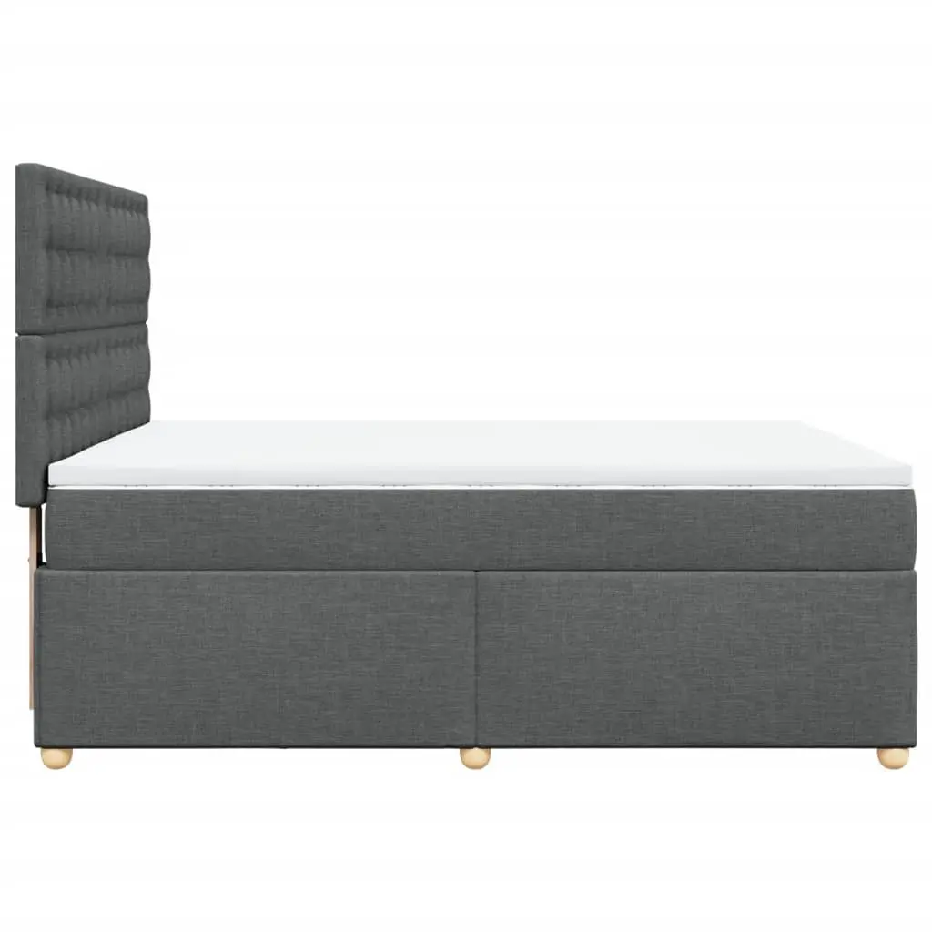 Queen Box Spring Bed Mattress Dark Grey Fabric