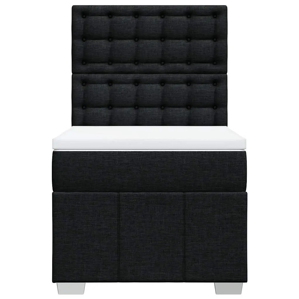 King Single Box Spring Bed Pocket Mattress Height-Adjustable Headboard Black