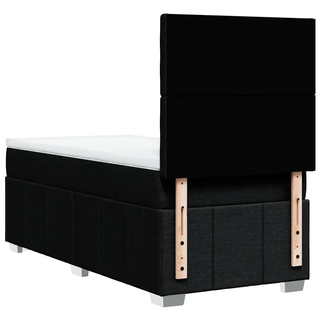 King Single Box Spring Bed Pocket Mattress Height-Adjustable Headboard Black