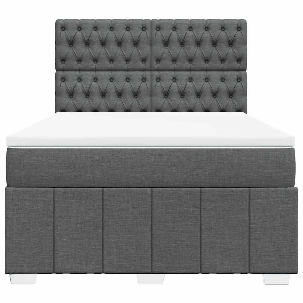 Queen Bed with Adjustable Headboard and Pocket Sprung Mattress in Dark Grey Fabric