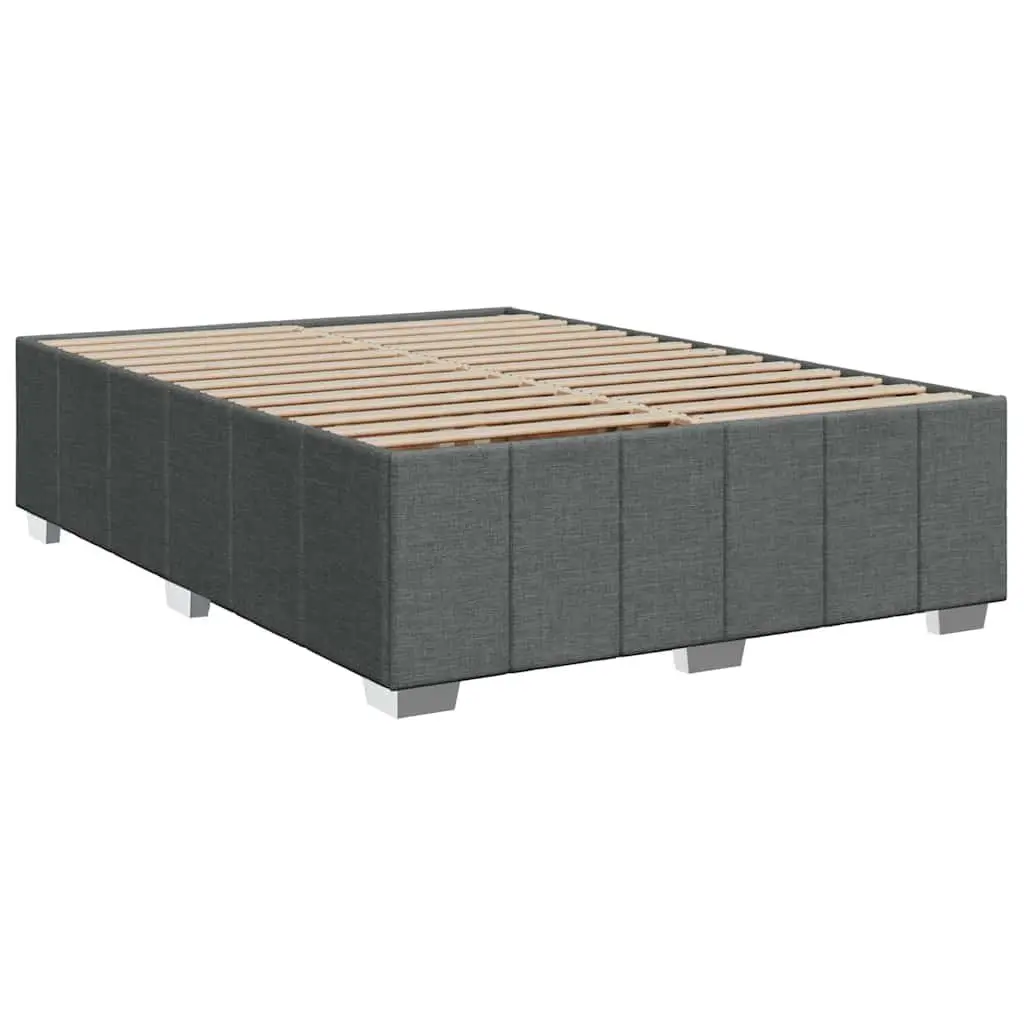 Queen Bed with Adjustable Headboard and Pocket Sprung Mattress in Dark Grey Fabric