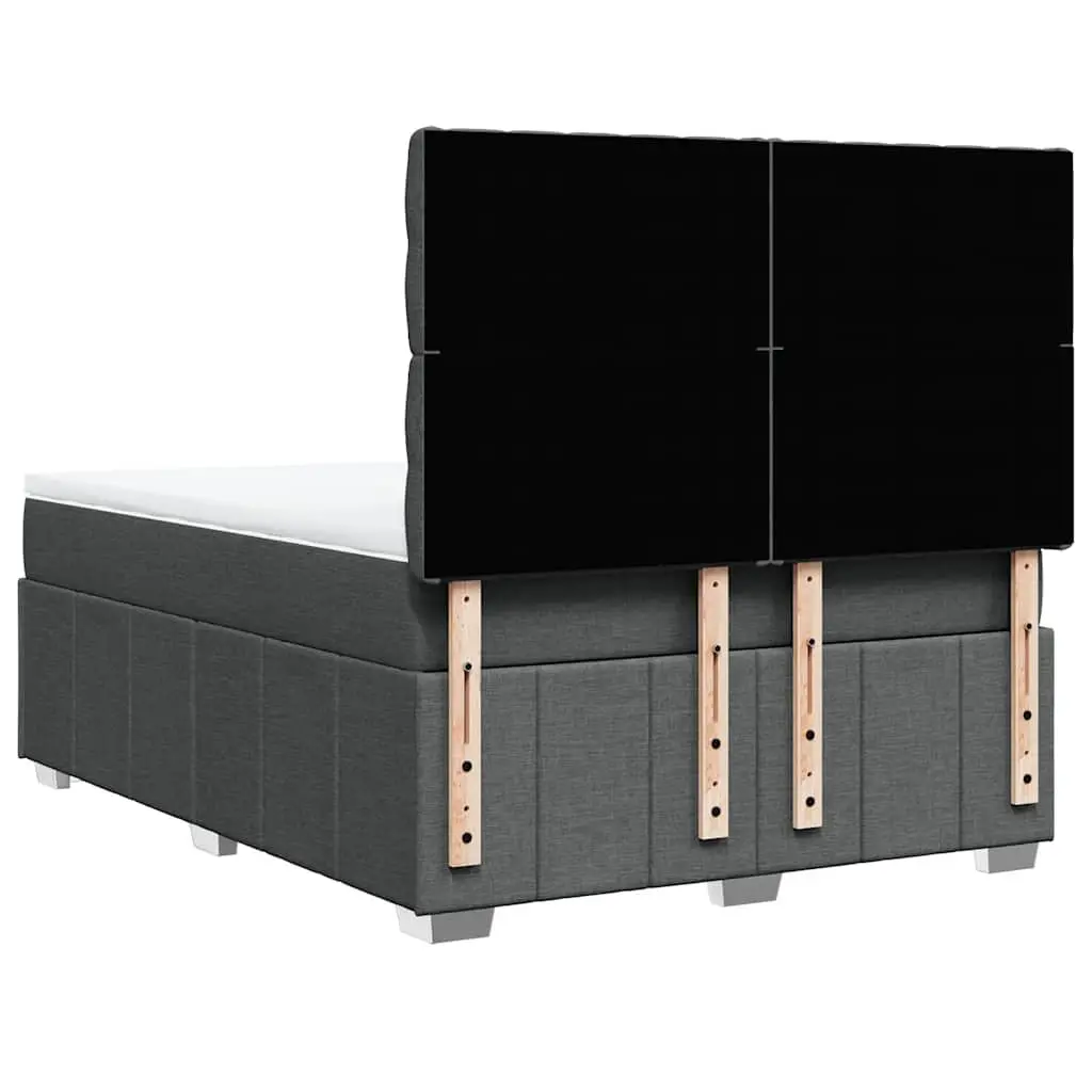 Queen Bed with Adjustable Headboard and Pocket Sprung Mattress in Dark Grey Fabric