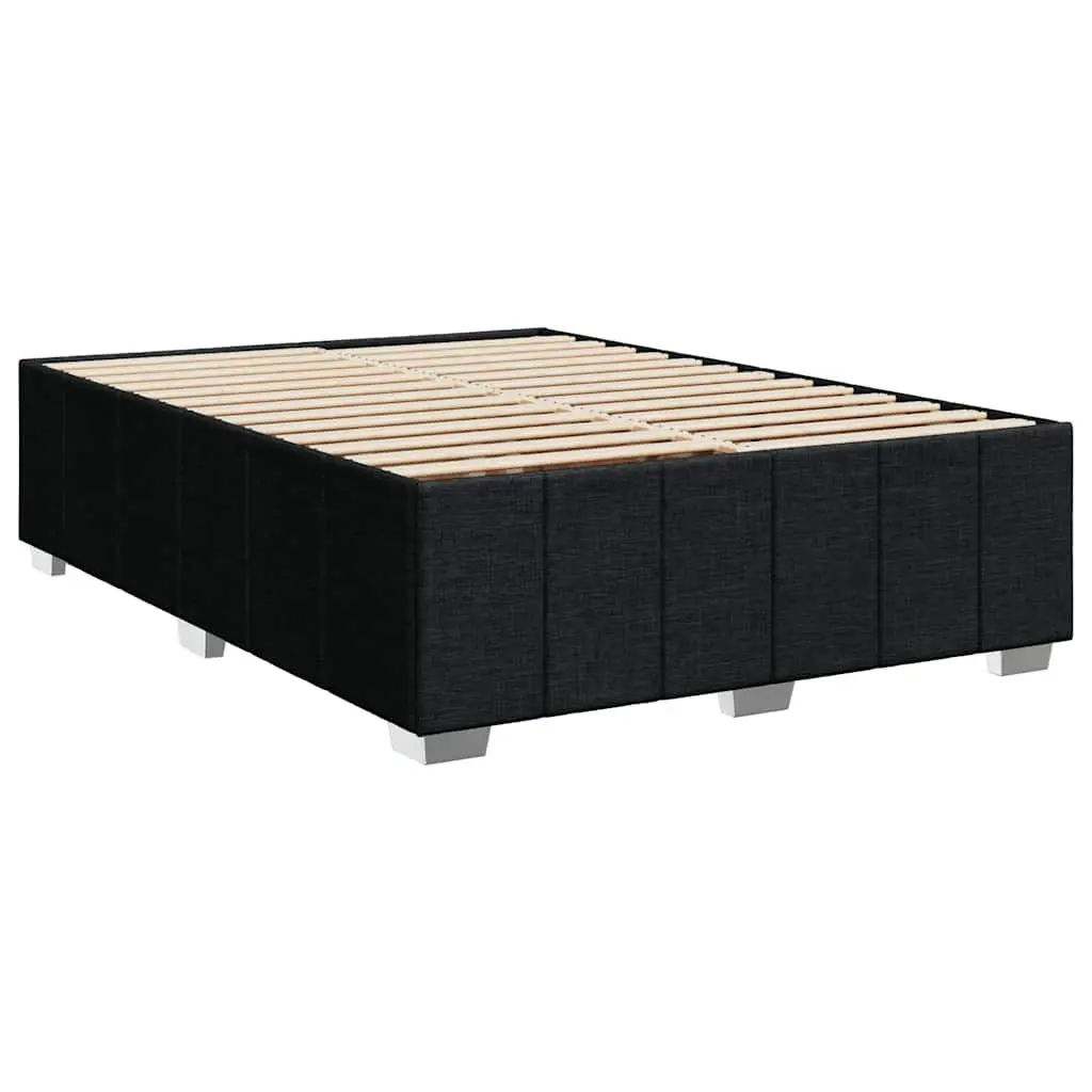 Queen Box Spring Bed with Pocket Mattress Height-Adjustable Headboard Black