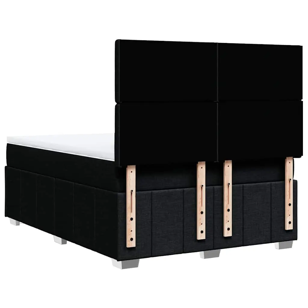 Queen Box Spring Bed with Pocket Mattress Height-Adjustable Headboard Black