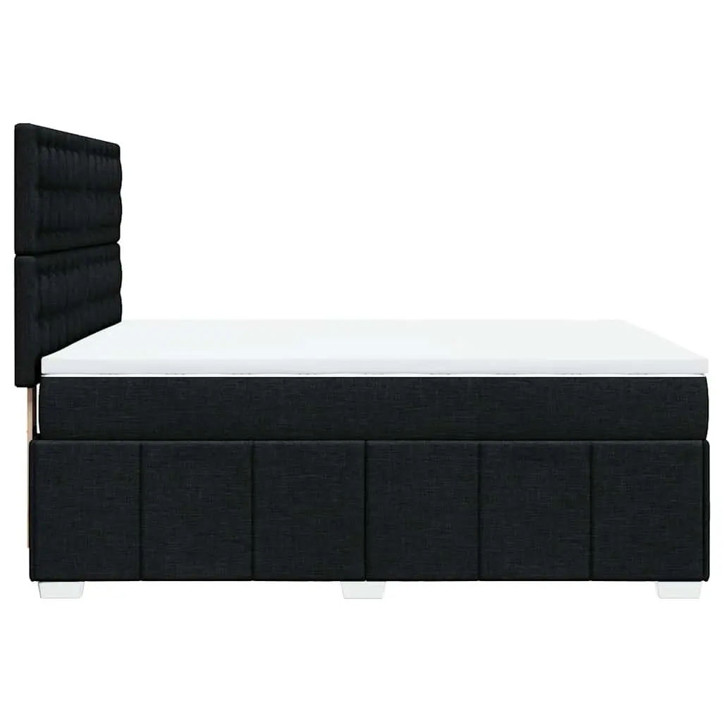 Queen Box Spring Bed with Pocket Mattress Height-Adjustable Headboard Black