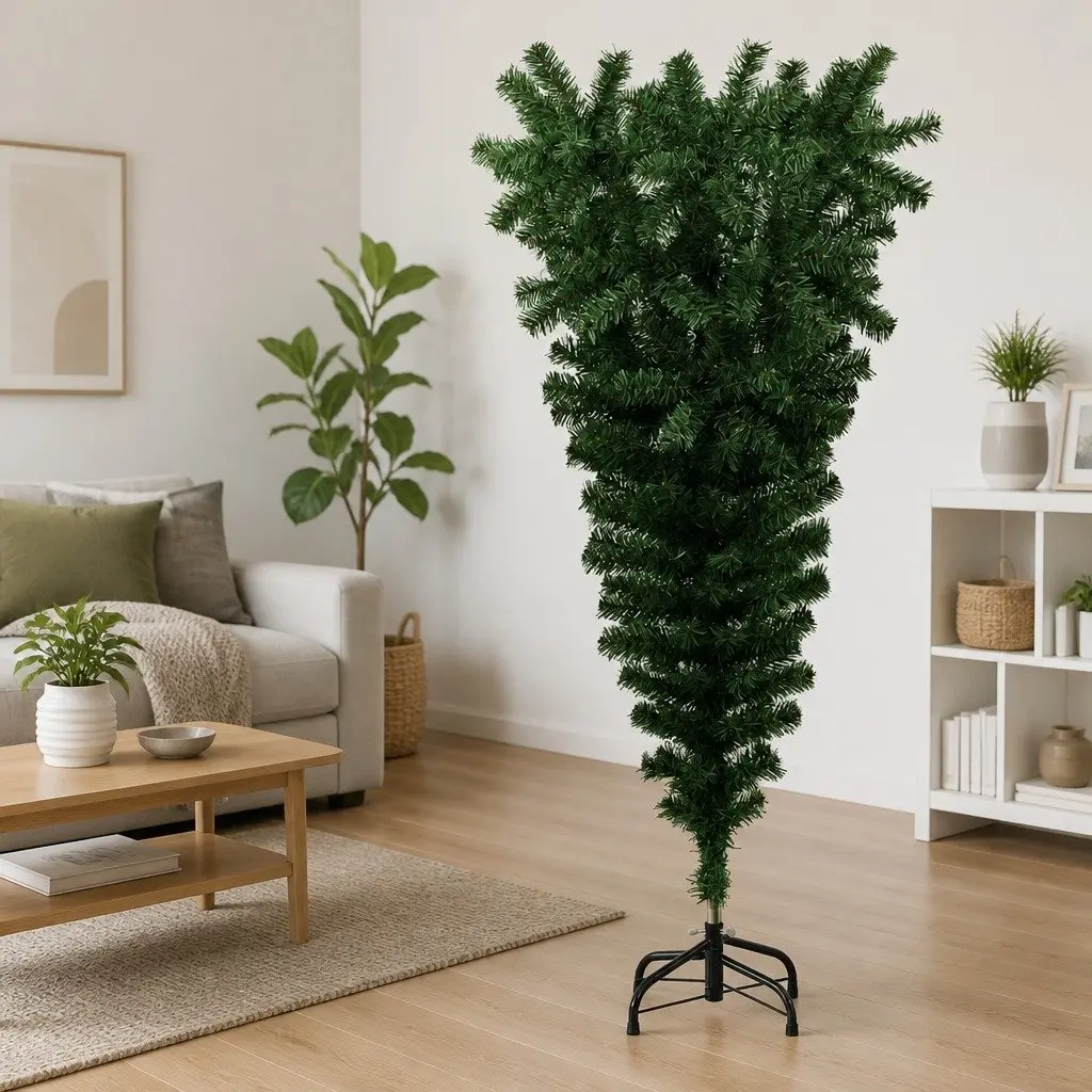Artificial Christmas Tree Upside-Down 150cm Green Festive Holiday Decoration