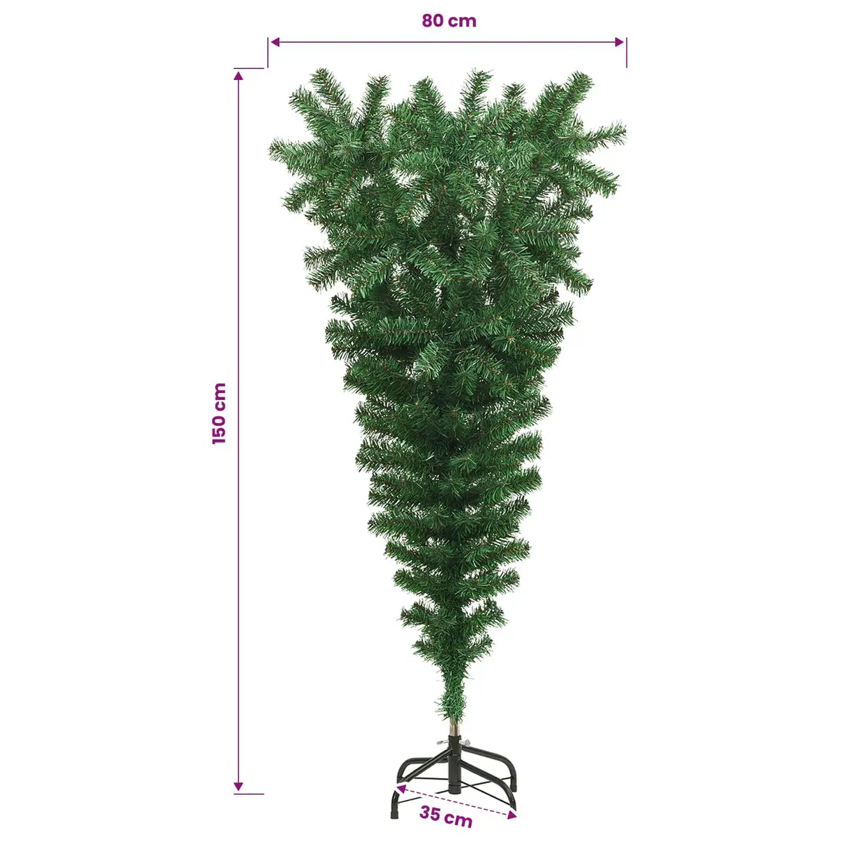 Artificial Christmas Tree Upside-Down 150cm Green Festive Holiday Decoration
