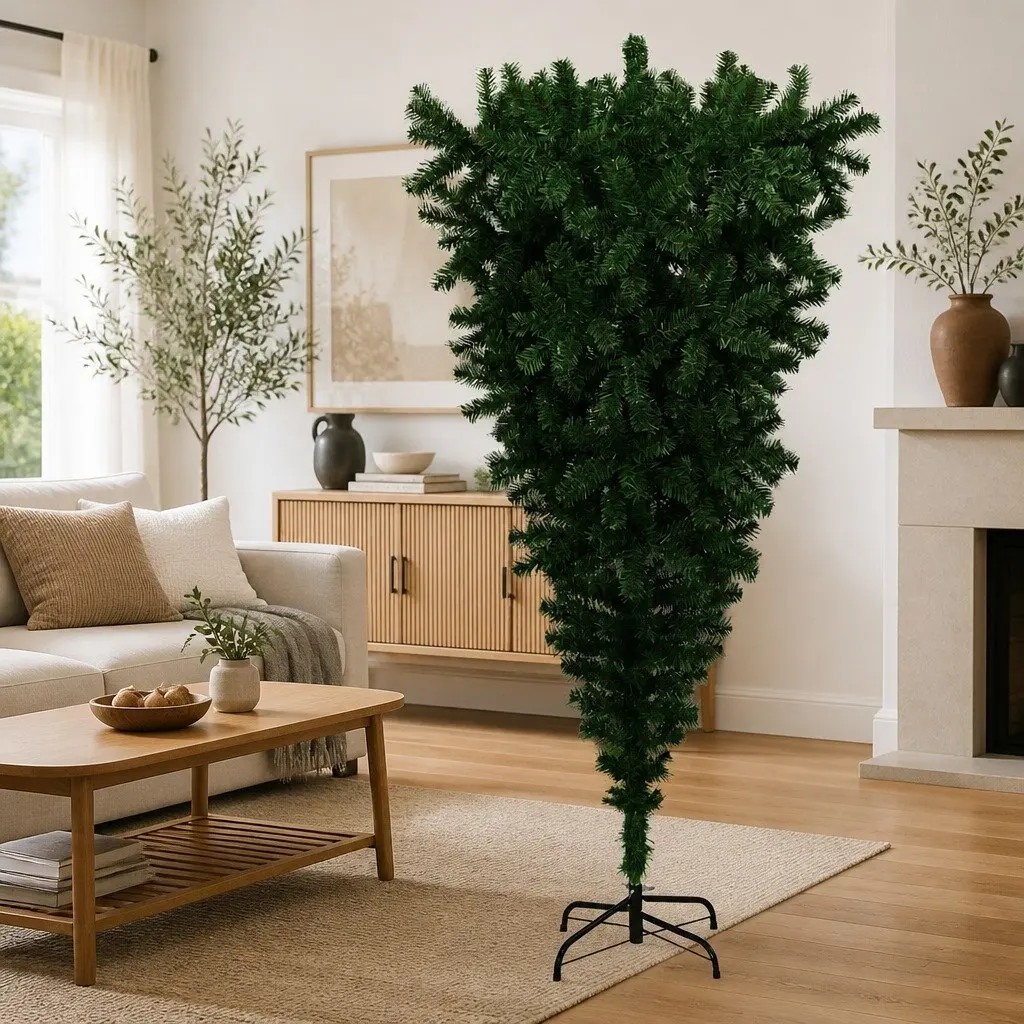 Upside-Down Artificial Christmas Tree Green 180cm Holiday Decoration