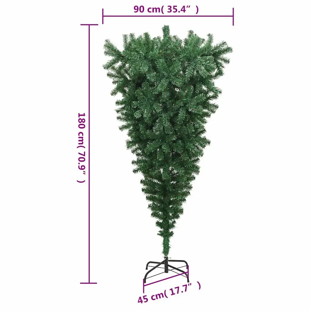Upside-Down Artificial Christmas Tree Green 180cm Holiday Decoration