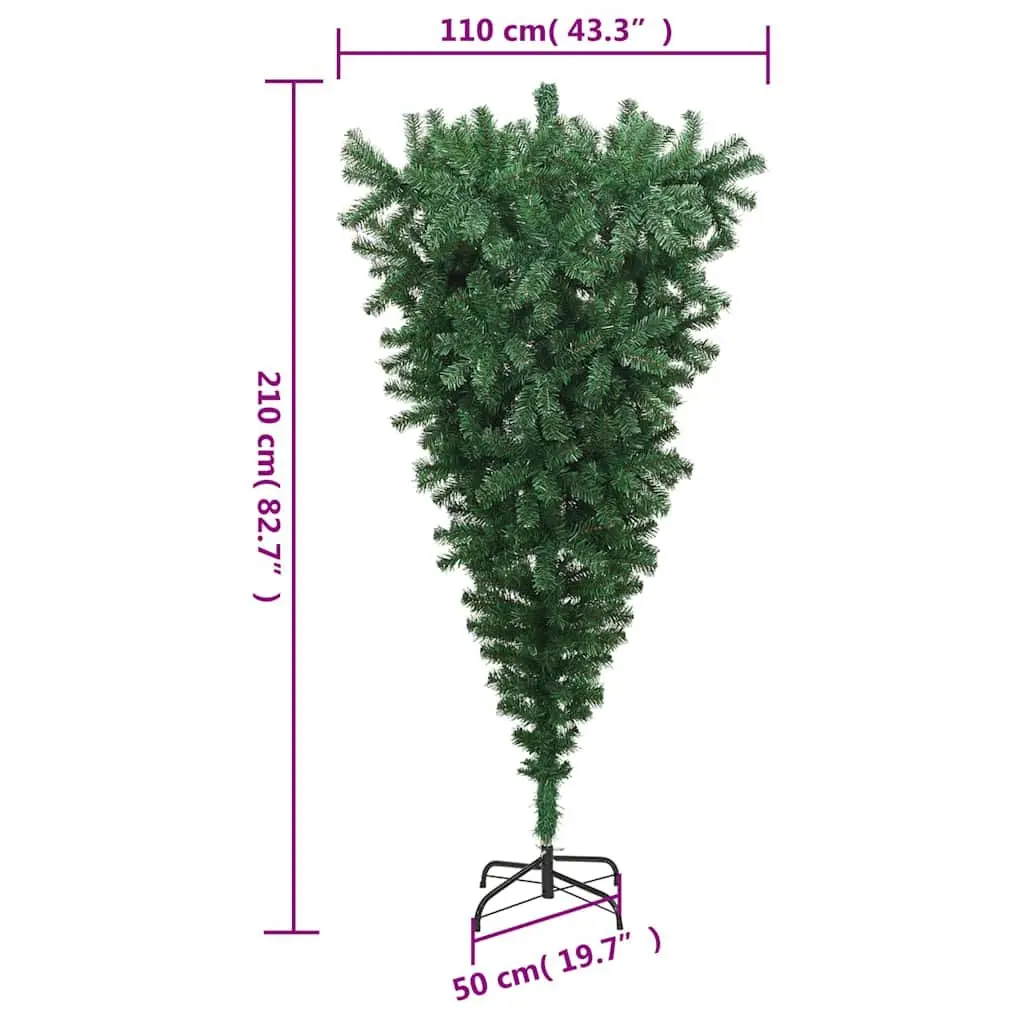 Upside-Down Artificial Christmas Tree Green 210cm Holiday Decoration