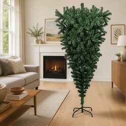 Upside-Down Artificial Christmas Tree with Stand Green 240cm Home Holiday Decor