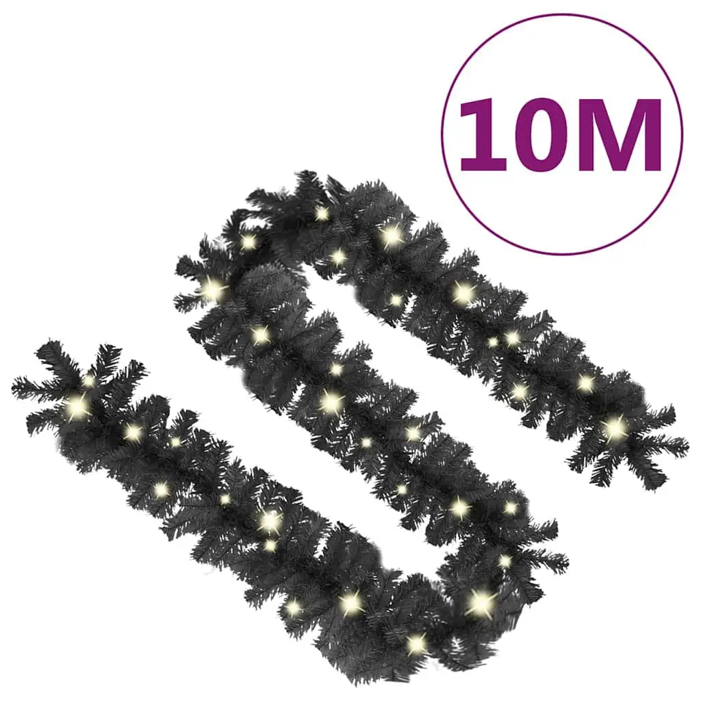 LED Christmas Garland Black 10m Decoration for Handrails Windows Walls