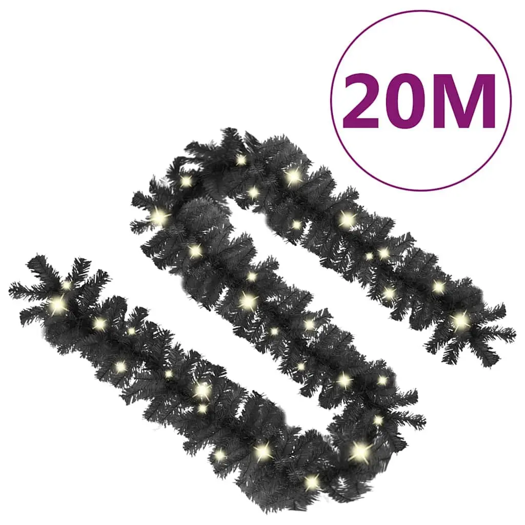 Christmas Garland LED Lights 20M Black Indoor Holiday Decor Festive Decoration