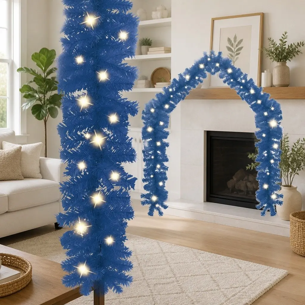 Christmas Garland LED Lights 20m Blue Holiday Decoration Indoor Outdoor